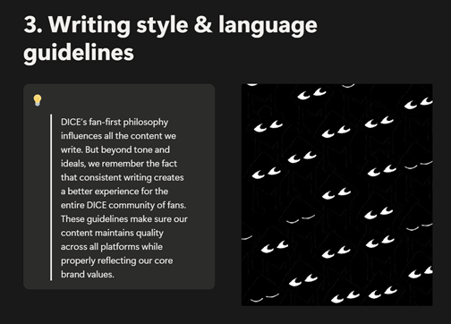 Preview of DICE Editorial Style Guide on Notion
